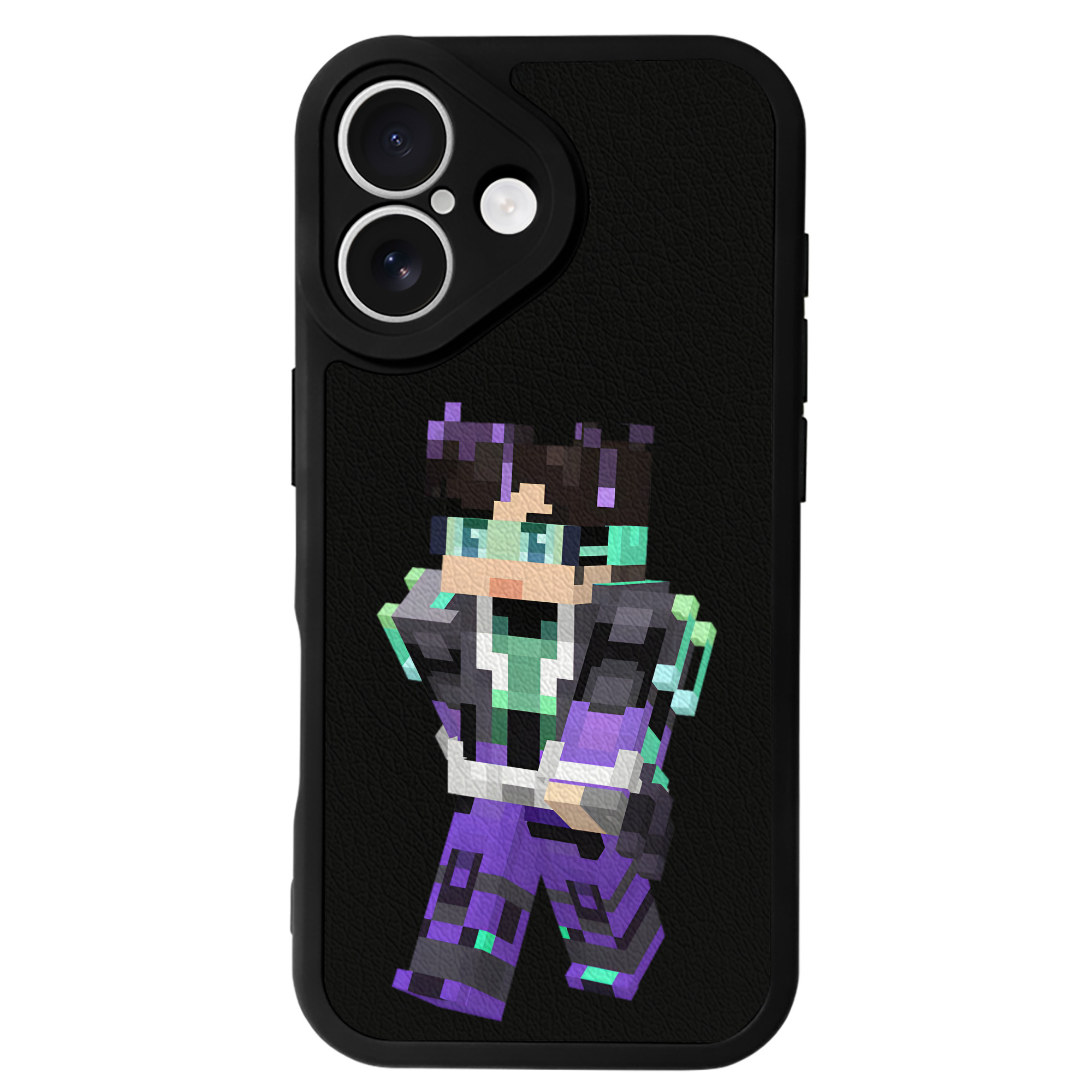 （画像用） マインクラフト ブロックの世界 Minecraft MC Block world 【iPhone 16シリーズ対応】シリコンスマホケース（レザー調） 材質：シリコン